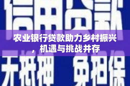 包头农业银行贷款助力乡村振兴，机遇与挑战并存